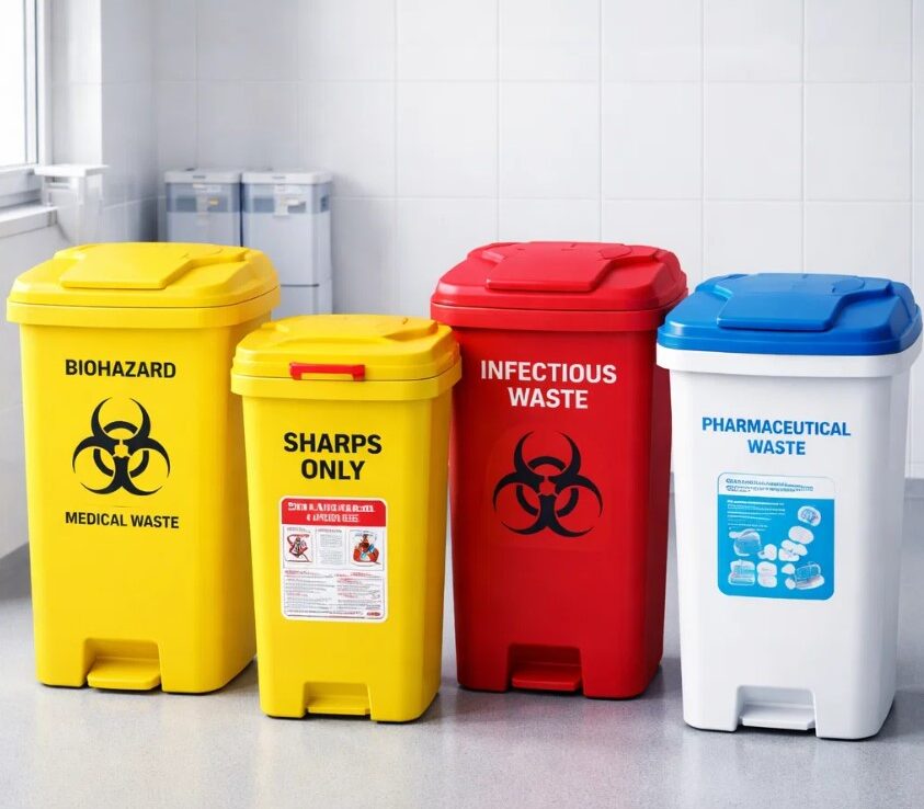 Color-Coded Medical Waste Bins