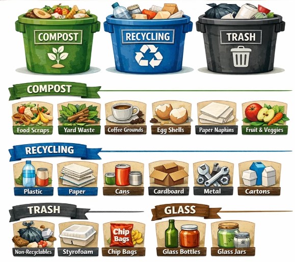 Color-Coded Waste Labels for Offices in Ho & Sunyani